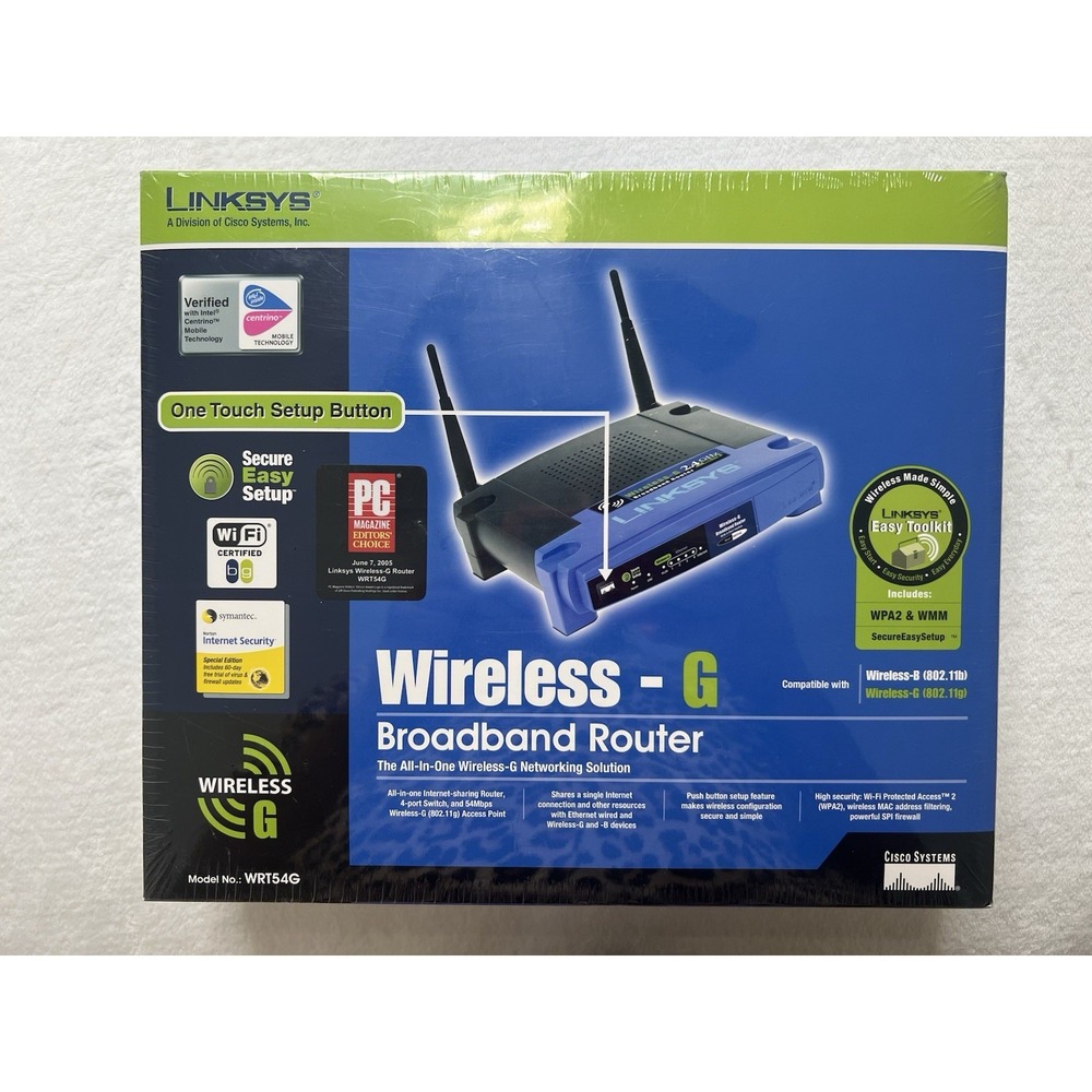 Linksys Wireless-G Broadband Router‎ WRT54G 4 Port Switch 54 Mbps High Security